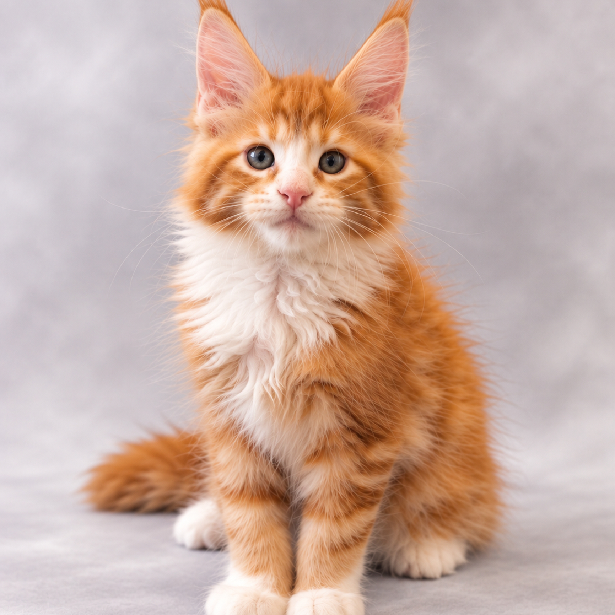 Biscuit chaton Maine Coon Mâle Roux et Blanc